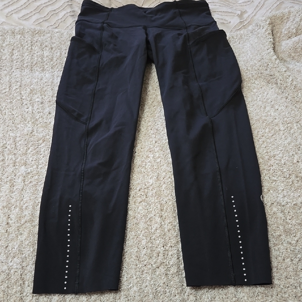 Black Lulu Lemon Leggings with Studded Detail